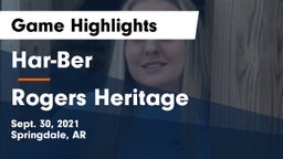Har-Ber  vs Rogers Heritage  Game Highlights - Sept. 30, 2021