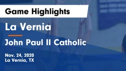 La Vernia  vs John Paul II Catholic  Game Highlights - Nov. 24, 2020