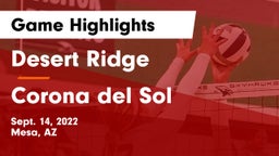 Desert Ridge  vs Corona del Sol  Game Highlights - Sept. 14, 2022