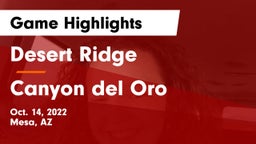 Desert Ridge  vs Canyon del Oro  Game Highlights - Oct. 14, 2022