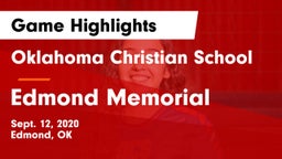 Oklahoma Christian School vs Edmond Memorial  Game Highlights - Sept. 12, 2020