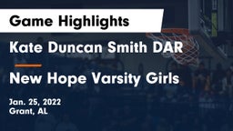 Kate Duncan Smith DAR  vs New Hope Varsity Girls Game Highlights - Jan. 25, 2022