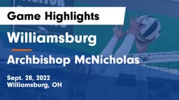 Williamsburg  vs Archbishop McNicholas  Game Highlights - Sept. 28, 2022