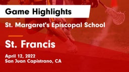 St. Margaret's Episcopal School vs St. Francis Game Highlights - April 12, 2022