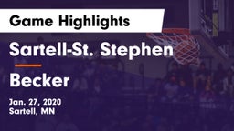 Sartell-St. Stephen  vs Becker  Game Highlights - Jan. 27, 2020