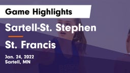 Sartell-St. Stephen  vs St. Francis  Game Highlights - Jan. 24, 2022