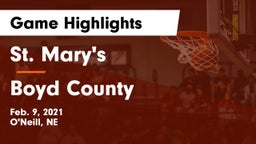 St. Mary's  vs Boyd County Game Highlights - Feb. 9, 2021