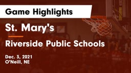 St. Mary's  vs Riverside Public Schools Game Highlights - Dec. 3, 2021