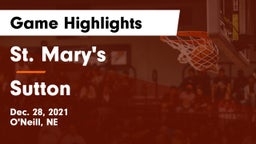 St. Mary's  vs Sutton  Game Highlights - Dec. 28, 2021