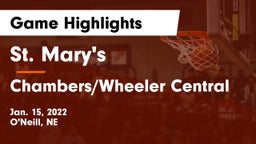 St. Mary's  vs Chambers/Wheeler Central  Game Highlights - Jan. 15, 2022