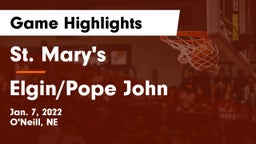 St. Mary's  vs Elgin/Pope John  Game Highlights - Jan. 7, 2022