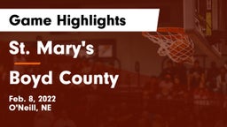 St. Mary's  vs Boyd County Game Highlights - Feb. 8, 2022