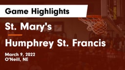 St. Mary's  vs Humphrey St. Francis Game Highlights - March 9, 2022