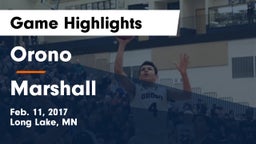 Orono  vs Marshall  Game Highlights - Feb. 11, 2017