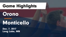 Orono  vs Monticello  Game Highlights - Dec. 7, 2017