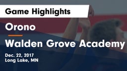 Orono  vs Walden Grove Academy Game Highlights - Dec. 22, 2017