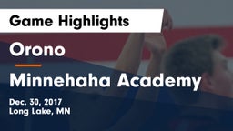 Orono  vs Minnehaha Academy Game Highlights - Dec. 30, 2017