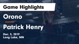 Orono  vs Patrick Henry   Game Highlights - Dec. 5, 2019
