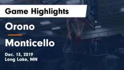 Orono  vs Monticello  Game Highlights - Dec. 13, 2019