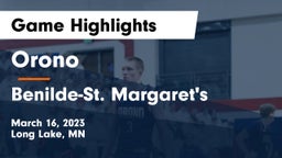 Orono  vs Benilde-St. Margaret's  Game Highlights - March 16, 2023