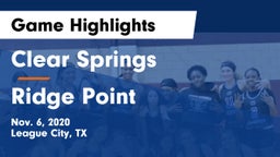 Clear Springs  vs Ridge Point  Game Highlights - Nov. 6, 2020