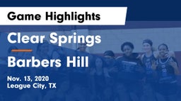 Clear Springs  vs Barbers Hill  Game Highlights - Nov. 13, 2020