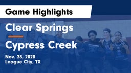 Clear Springs  vs Cypress Creek  Game Highlights - Nov. 28, 2020