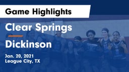 Clear Springs  vs Dickinson  Game Highlights - Jan. 20, 2021