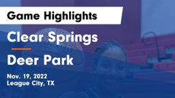 Clear Springs  vs Deer Park  Game Highlights - Nov. 19, 2022