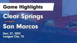 Clear Springs  vs San Marcos  Game Highlights - Dec. 27, 2022