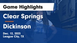 Clear Springs  vs Dickinson  Game Highlights - Dec. 12, 2023