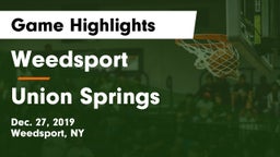Weedsport  vs Union Springs  Game Highlights - Dec. 27, 2019