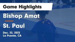 Bishop Amat  vs St. Paul  Game Highlights - Dec. 22, 2023