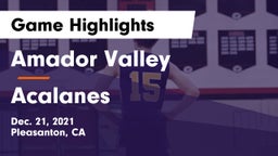Amador Valley  vs Acalanes  Game Highlights - Dec. 21, 2021