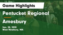 Pentucket Regional  vs Amesbury  Game Highlights - Jan. 28, 2020