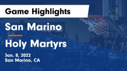 San Marino  vs Holy Martyrs Game Highlights - Jan. 8, 2022