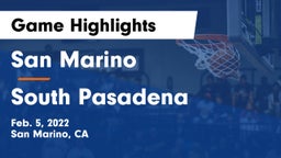 San Marino  vs South Pasadena  Game Highlights - Feb. 5, 2022