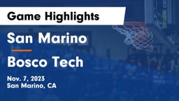 San Marino  vs Bosco Tech  Game Highlights - Nov. 7, 2023