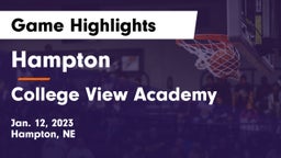 Hampton  vs College View Academy  Game Highlights - Jan. 12, 2023