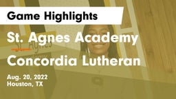 St. Agnes Academy  vs Concordia Lutheran  Game Highlights - Aug. 20, 2022