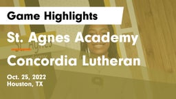 St. Agnes Academy  vs Concordia Lutheran  Game Highlights - Oct. 25, 2022