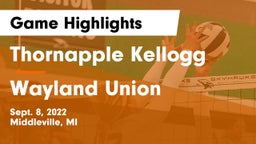 Thornapple Kellogg  vs Wayland Union  Game Highlights - Sept. 8, 2022