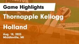 Thornapple Kellogg  vs Holland  Game Highlights - Aug. 18, 2023
