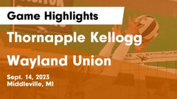 Thornapple Kellogg  vs Wayland Union  Game Highlights - Sept. 14, 2023
