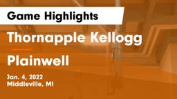 Thornapple Kellogg  vs Plainwell Game Highlights - Jan. 4, 2022