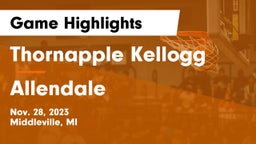 Thornapple Kellogg  vs Allendale  Game Highlights - Nov. 28, 2023