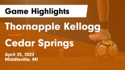 Thornapple Kellogg  vs Cedar Springs  Game Highlights - April 25, 2022