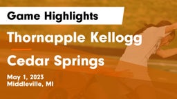 Thornapple Kellogg  vs Cedar Springs  Game Highlights - May 1, 2023