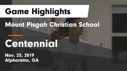 Mount Pisgah Christian School vs Centennial  Game Highlights - Nov. 23, 2019
