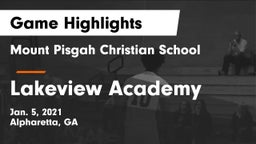 Mount Pisgah Christian School vs Lakeview Academy  Game Highlights - Jan. 5, 2021